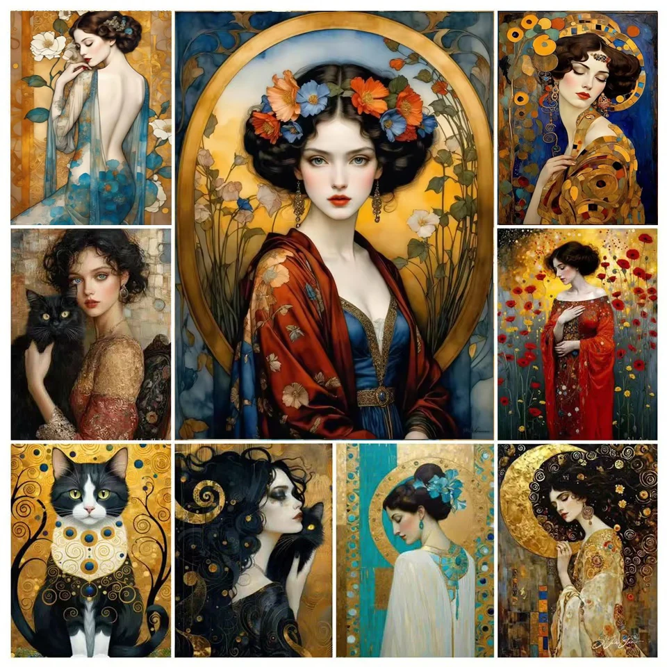 

5D Diamond Painting Gustav Klimt DIY Cat,Sexy Woman Diamond Mosaic Full Diamond Embroidery Rhinestone Cross Stitch Home Decor