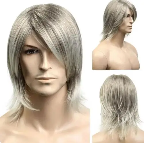 Fashion Rocker Men Short Mixed Blonde Hair Wig Perfect For Carnivals Party Cosplay Festival wig