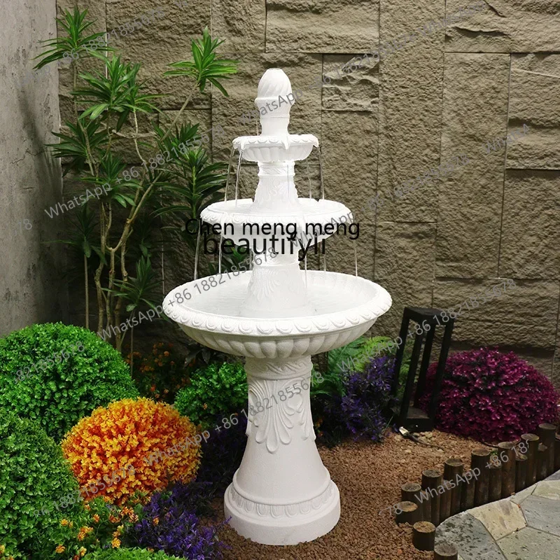 E153 European-style garden three-layer water table ornament, courtyard fish pond fountain landscape, circulating water layout