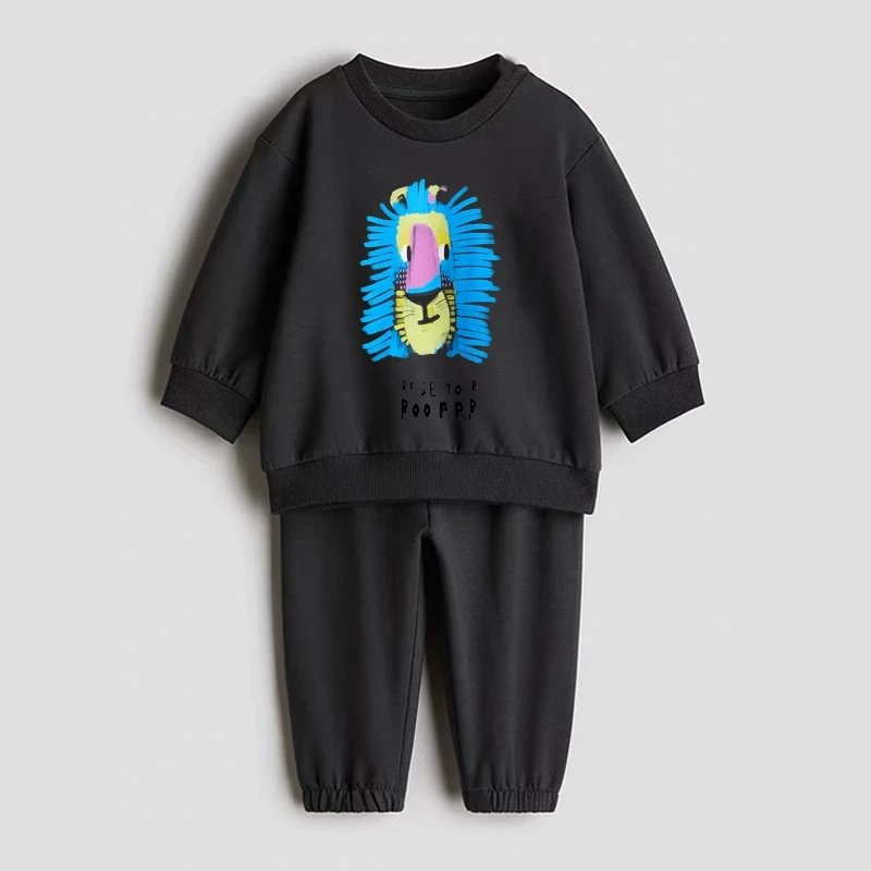 Neuer Stil Kinderkleidung 2-teiliges Set Sweatshirts + Hosen Einfache Mode Kinder Frühling Herbst Kleidung Lässige Freizeitanzüge 0-6 Jahre – Detail 2