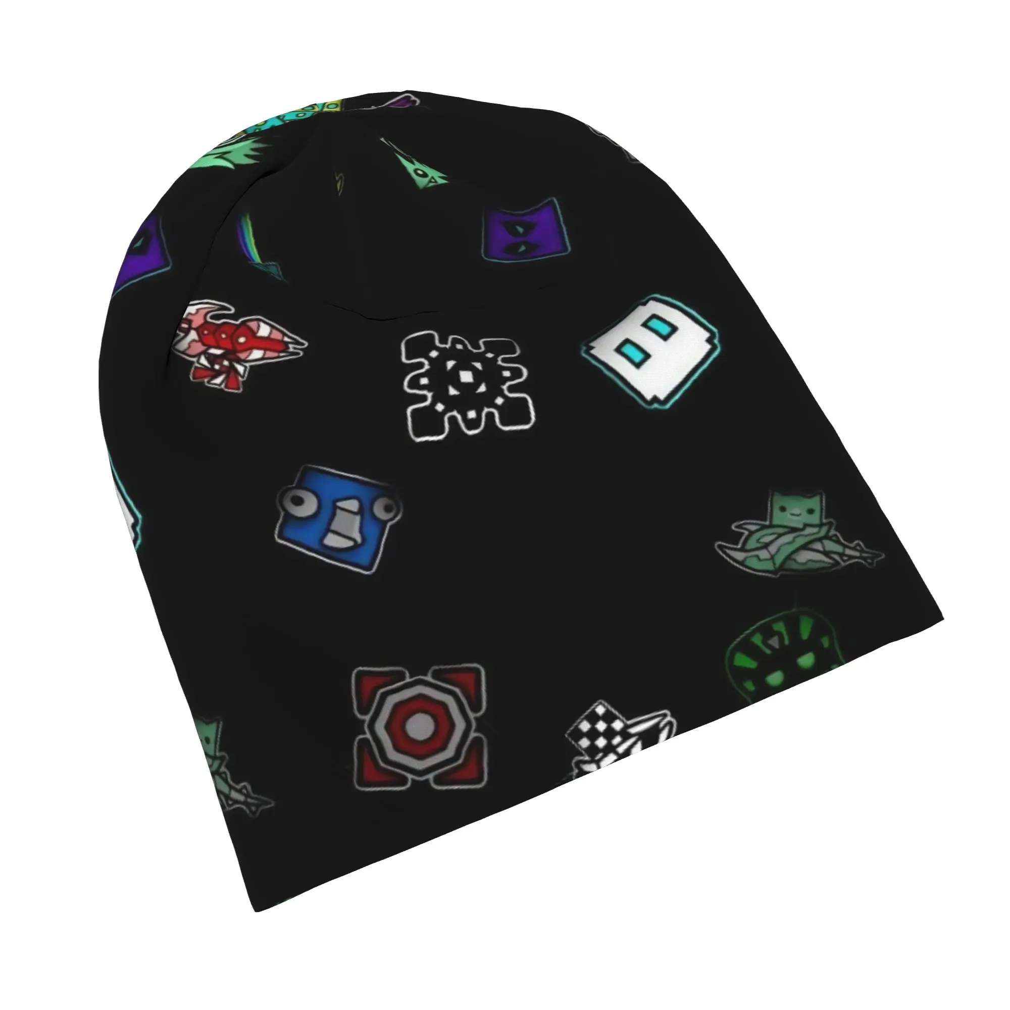 Video Game Geometric Dash Skullies Beanies Hat Geometry Dash Cool Men Women Outdoor Cap Warm Dual-use Bonnet Hat