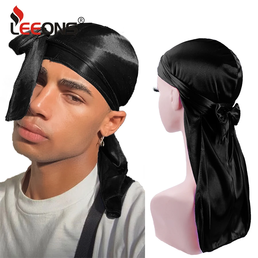 Men's Satin Durags Bandanna Turban Wigs Men Silky Durag Headwear Headband Pirate Hat Hair Accessories