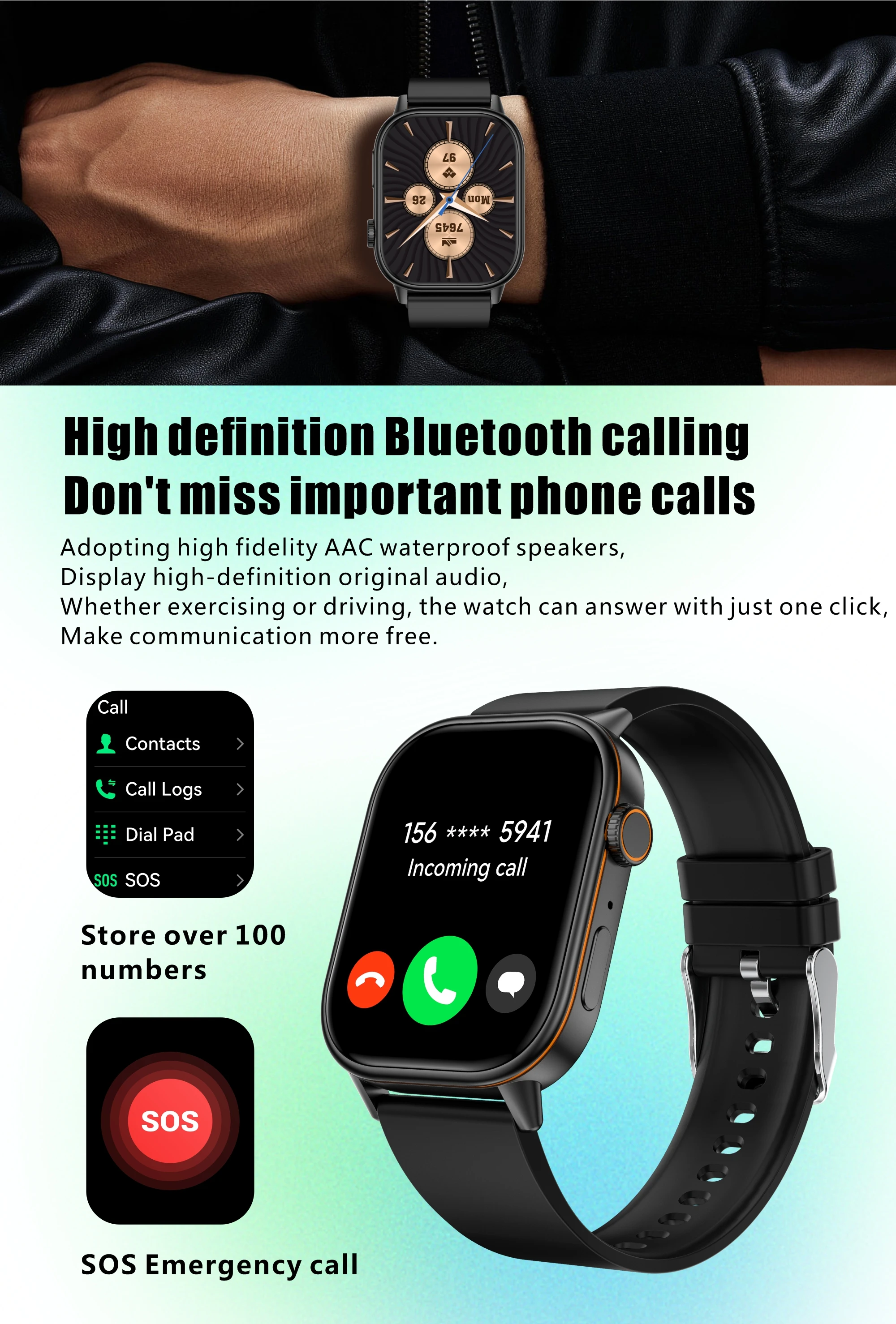 Neue Smartwatch mit integriertem GPS für Sport, Fitness und Pilates, Damenmode, präzise Positionsbestimmung, 5ATM wasserdicht, Bluetooth-Anruf-Armband – Detail 6