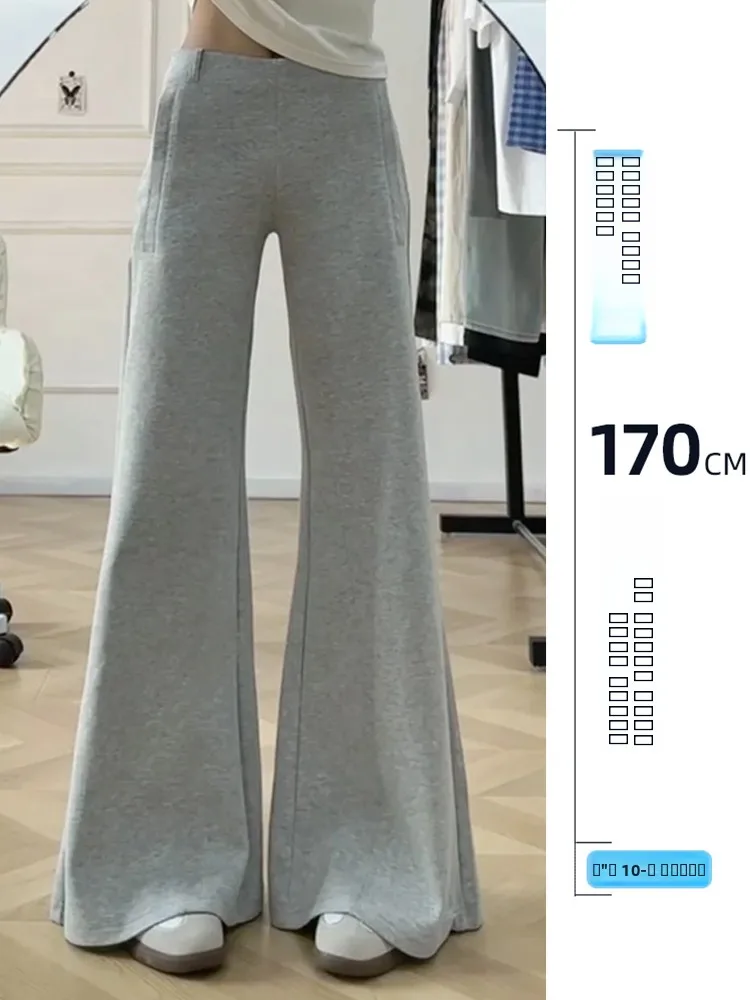 

Женские утепленные спортивные брюки-клеш с высокой талией больших размеров для повседневной носки, осень-зима, в американском стиле