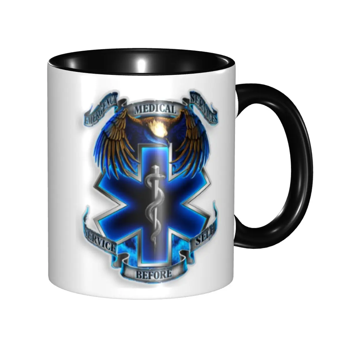 

Emt Star Of Life Logo Coffee Mug DIY Customized Paramedic Health Care Ceramic Mug Cup Creative Gift