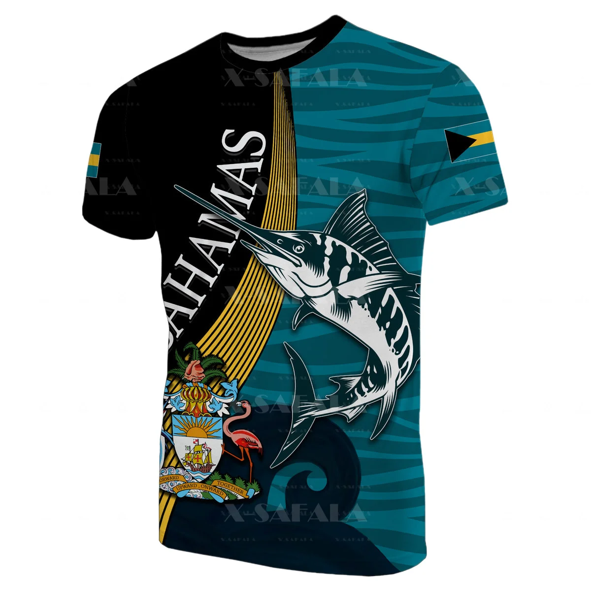 Bahamas Blue Marlin National Emblem 3D Print Mesh Fiber TShirt Tops Summer Tee Men Streetwear Short Sleeve Sport Casual Clothing