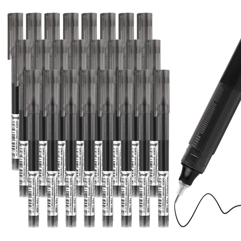 

6/12/24Pcs/set High Quality Needle Type Gel Pens Straight Liquid Ballpoint Pen Black Stationery School Office Supplies Writing