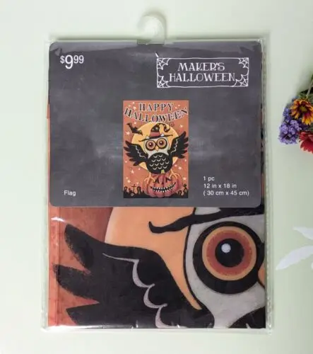 Happy Halloween Owl with Jack-o'-Lantern Outdoor Decorative Flag 12