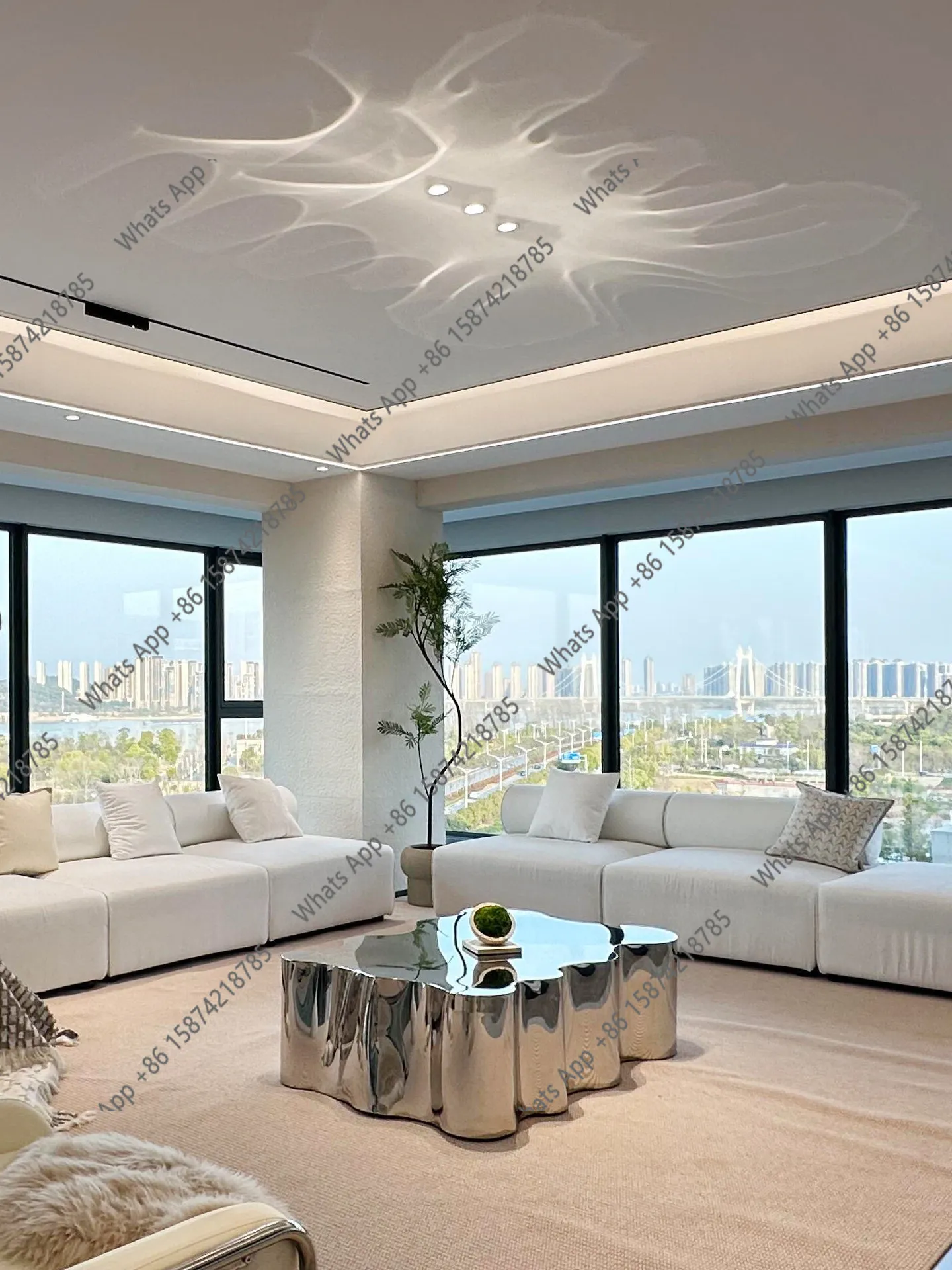 minimalist stainless steel mirror coffee table silver creative special-shaped tea table living room hotel high sense irregular