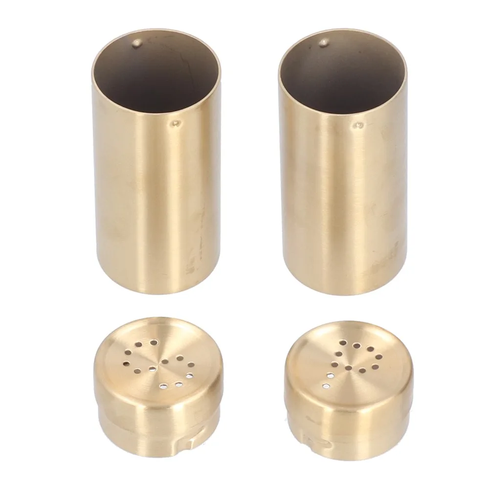 2pcs Stainless Steel Seasoning Bottle Gold Easy to Clean Seasoning Container Rustproof Durable Condiment Jar Cooking