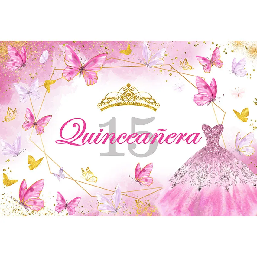 Avezano Backdrops Quinceanera Sweet 15 16th Princess Girl Birthday Dress Flowers Party Decor Background Photography Photo Studio