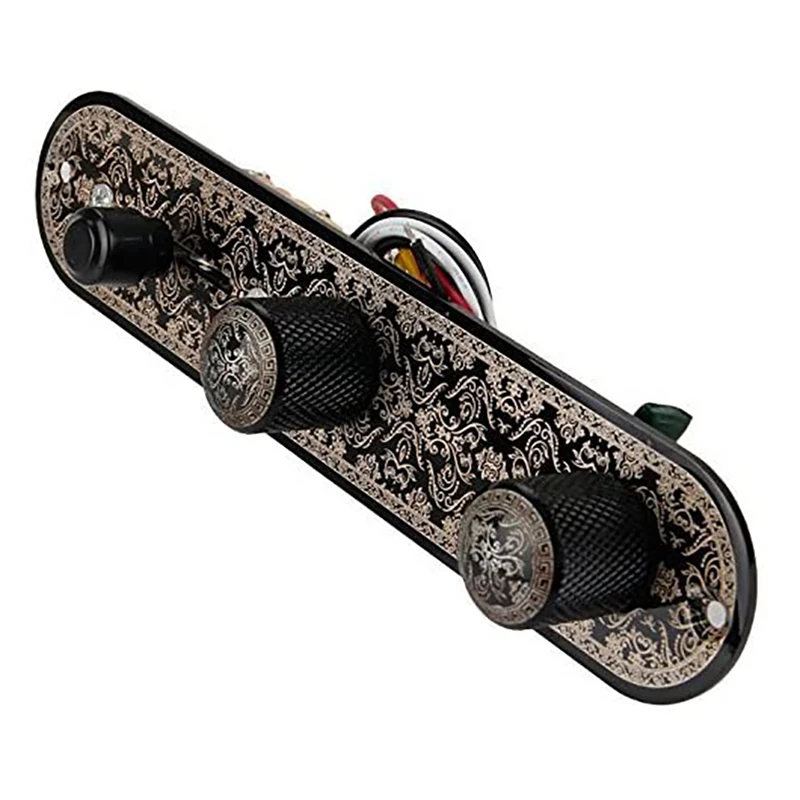 Placa de controle de guitarra carregada com interruptor de 3 vias para guitarra Telecaster preta