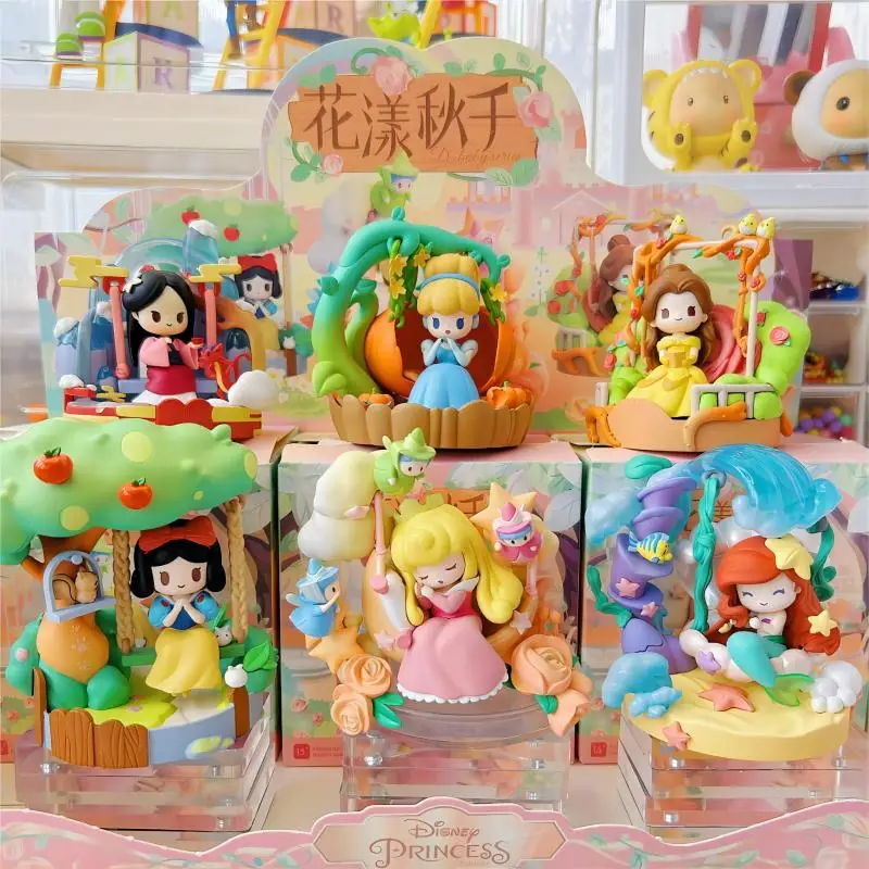 Disney Princess D-baby Sweetheart Flower Swing Blind Box Cute Kawaii Princess Anime Figures Mystery Surprise Toy Model Kids Gift