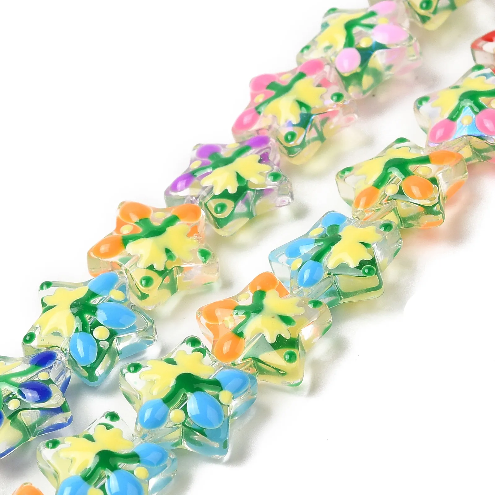 33pcs/strand Handmade Lampwork Enamel Star Loose Beads for DIY Earrings Bracelets Jewelry Making Accessories