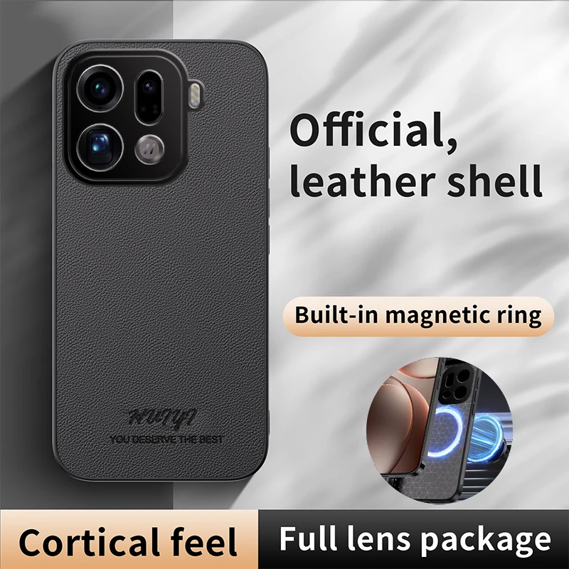 حافظة لهاتف OPPO Find X9 Pro حافظة جديدة للأعمال من الجلد العادي المغناطيسي المضاد للسقوط غطاء رفيع للغاية لهاتف FindX9 ممتص للصدمات Funda #2