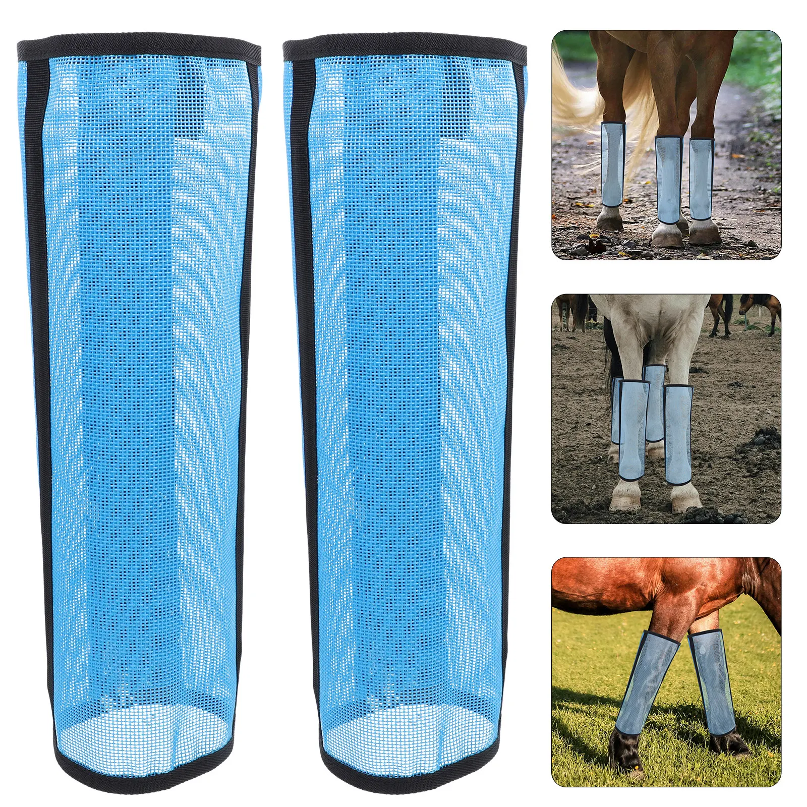 4個入りメッシュ馬用フライブーツ、通気性軽量レッグラップ、日常乗馬競技用馬脚カバー、フライ対策