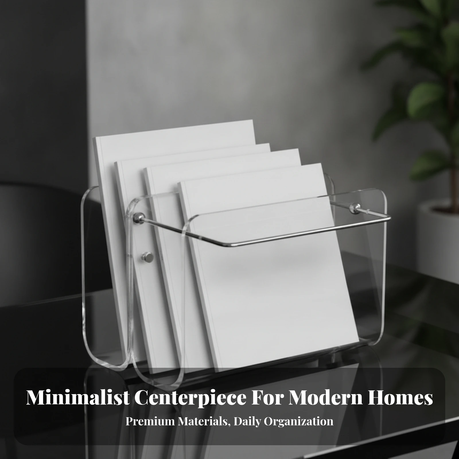 Acrylic Magazine Rack Clear Magazine Holder with Retaining Rod Desktop Literature Display Tabletop Desk Organizer Transparent