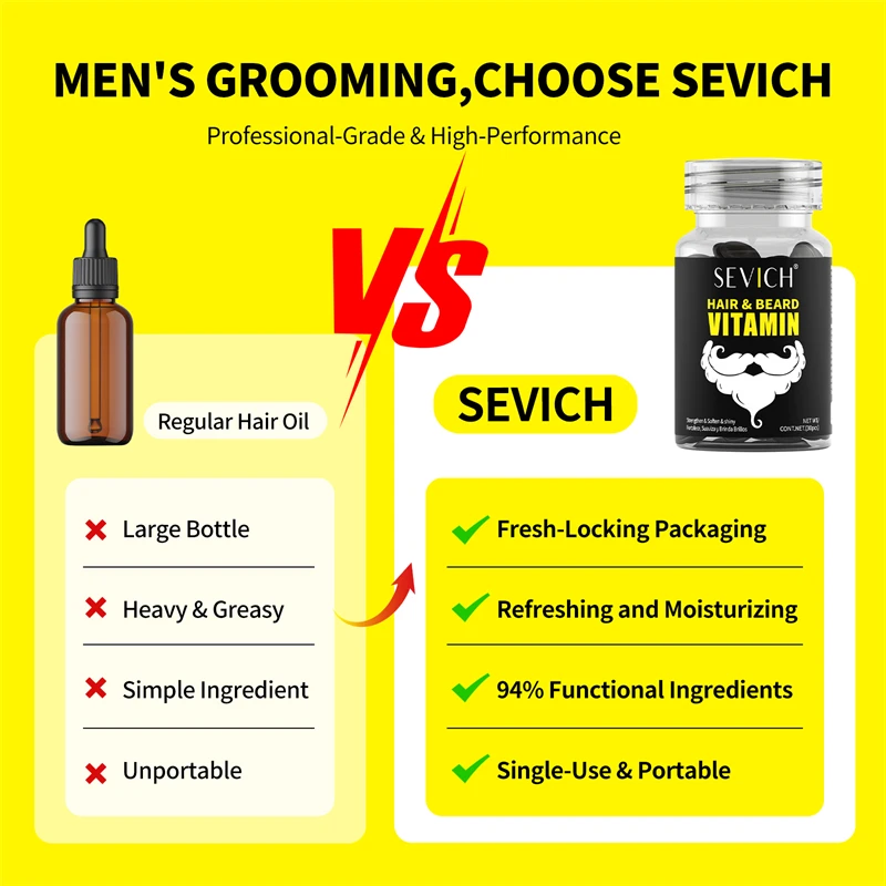 Hair Care Vitamin Capsules Beard Growth Serum Spray Fast Styling Hair Growing Essential Oil Thicker Repair Damaged Hair Care Oil view 5