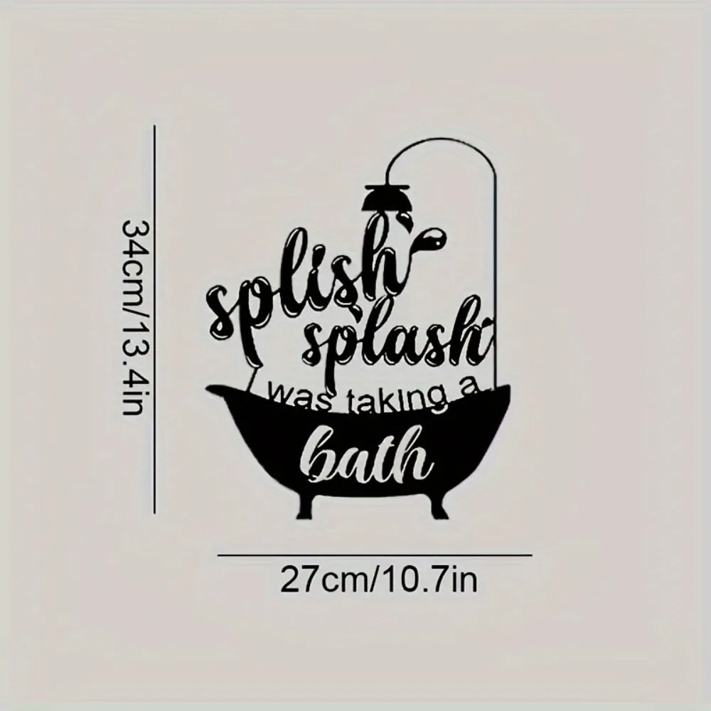 CIFBUY 2D Flat Shower Sign Metal Wall Art Iron Sculpture Ink Splash Playing in Water For Bathroom Decor Minimalist Modern Durabl