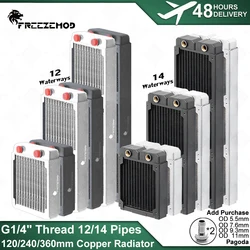 FREEZEMOD Copper Radiator 120/240/360mm Water Cooler MOD 2.7/2.9cm Heat Sink Thickness G1/4 Thread 12/14 Waterway for 12CM Fan