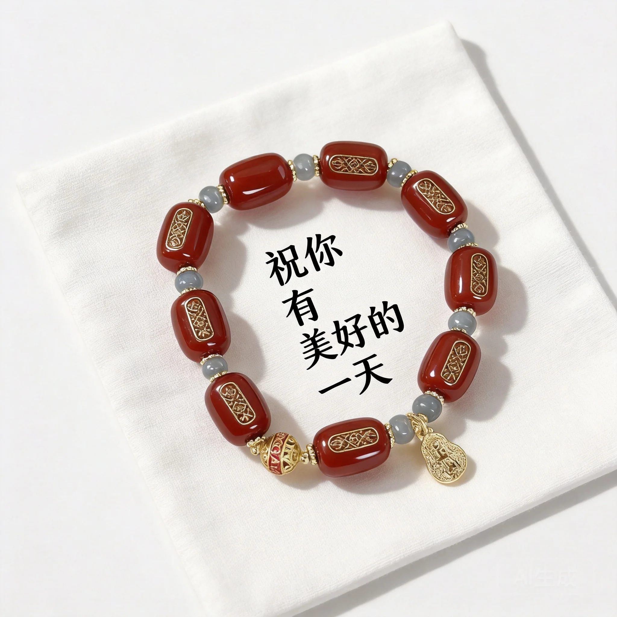中国風天然赤瑪瑙ビーズブレスレット女性用幸運の祝福富を引き寄せるひょうたんチャーム風水幸運をもたらす高級品