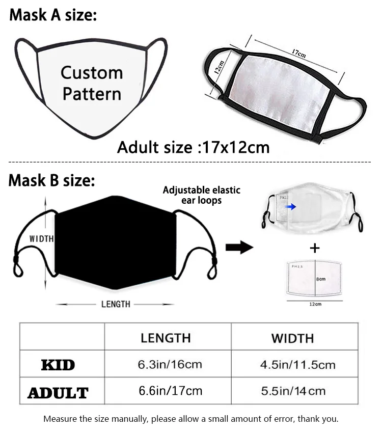 Washable Reusable Face Mouth Mask Anti Dust Cloth Fabric Protective Masks Breathable Custom Adult Facemask Masque Mascarilla