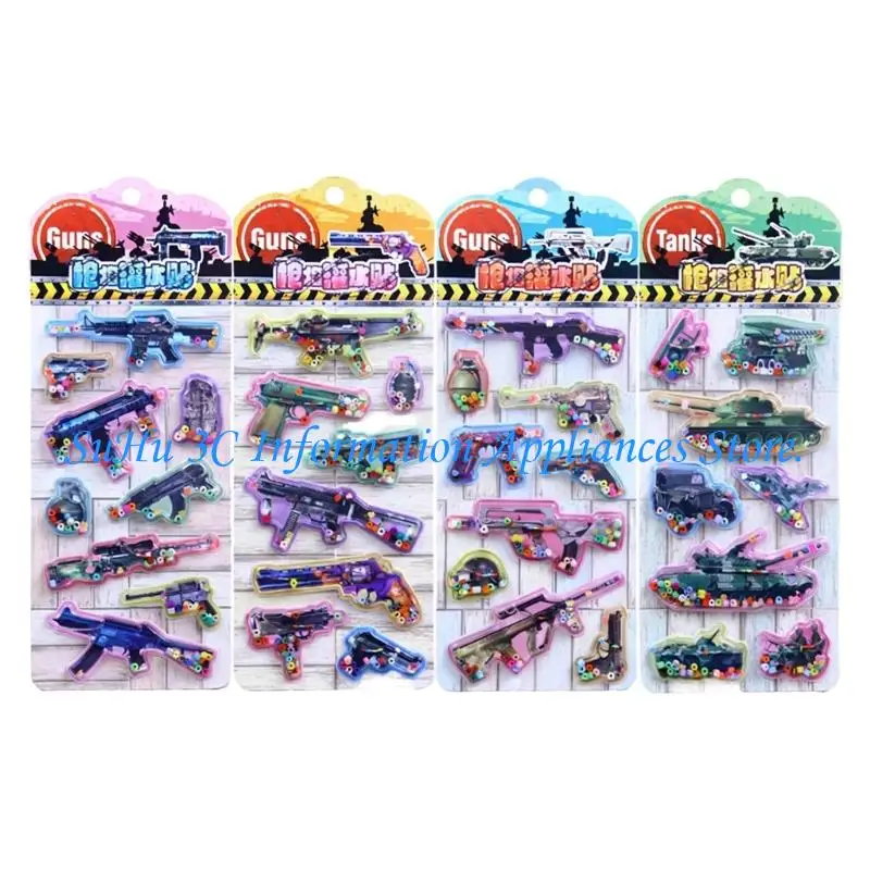 

Cartoon Water Filled Sticker Cartoon Embossed PVC Foam Sticker For Notebook