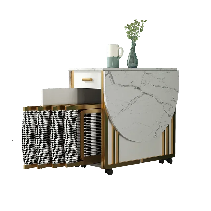 

Легкий роскошный складной обеденный стол и стулья из сланца, телескопический стол для дома, многофункциональный обеденный стол, передвижной - хорошее качество.