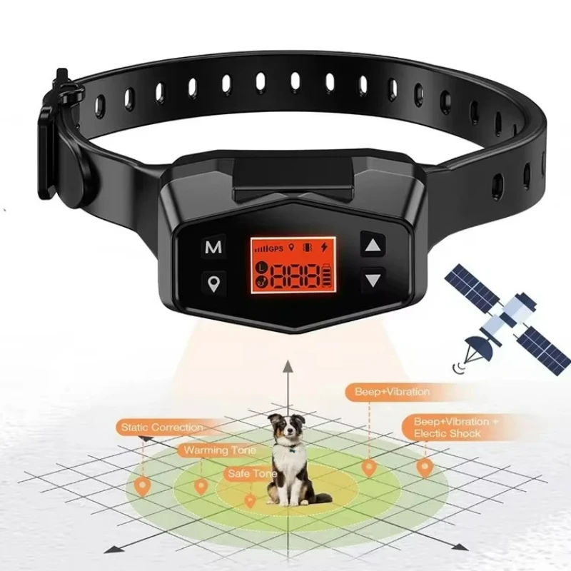 Electric Shock GPS Tracker Anti Run Away Safety Collar, Wireless GPS Pet Fence Containment System, Outdoor Dog Training Collar