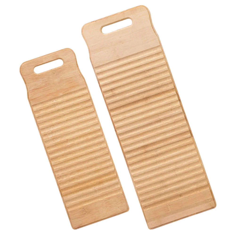 

2 Pcs Washboard Practical Finely Polished Hand Washer for Washing Cleaning Sturdy Old Fashioned Bamboo Wooden Laundry