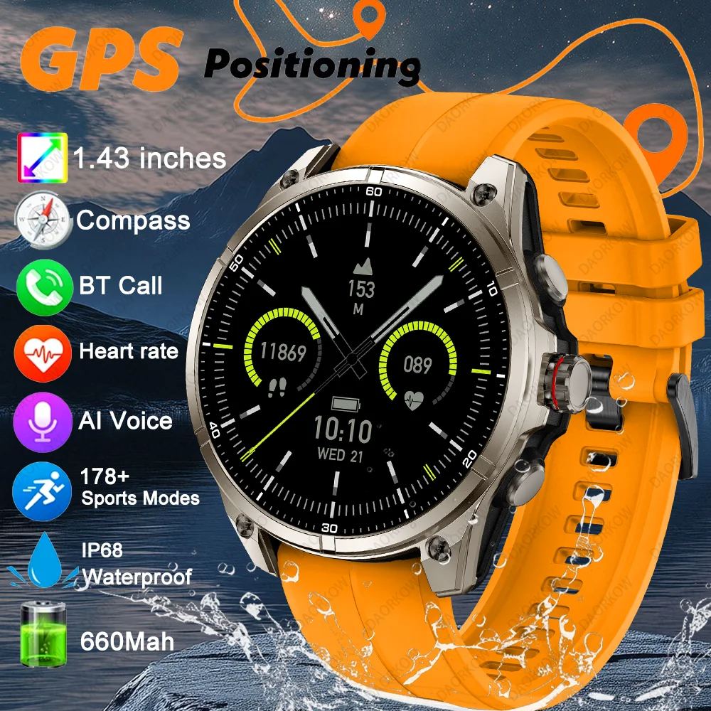 

2025 NEW For XIAOMI GPS Smart Watch For Men Smartwatch Compass Altimeter Barometric 10ATM IP69K Waterproof AMOLED Mens Bracelet