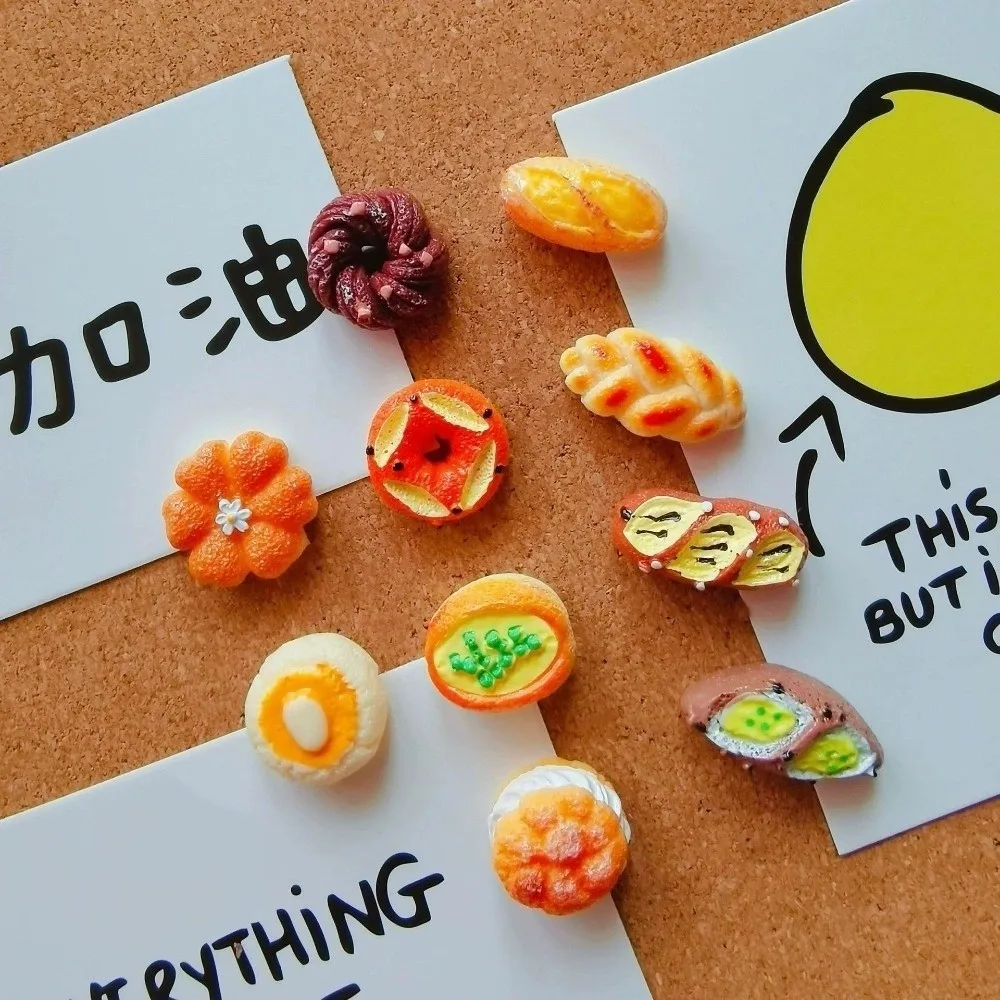 24PCS Simulation Alkali Water Bread Push Pin Cartoon Cute Felt Board Push Pin Plastic Soft Wood Board Push Pin Photo Display