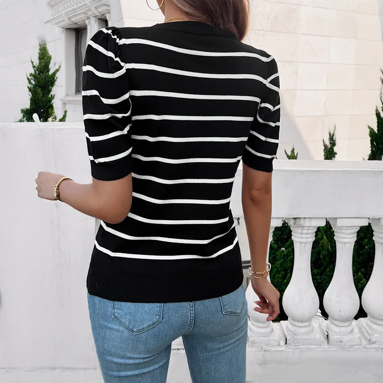 เสื้อสเวตเตอร์ผู้หญิง คอลเลคชั่น Color Blo Bubble Sve ort Sve รุ่น Independent Station Cross Border แฟชั่นฤดูร้อน คอกลม