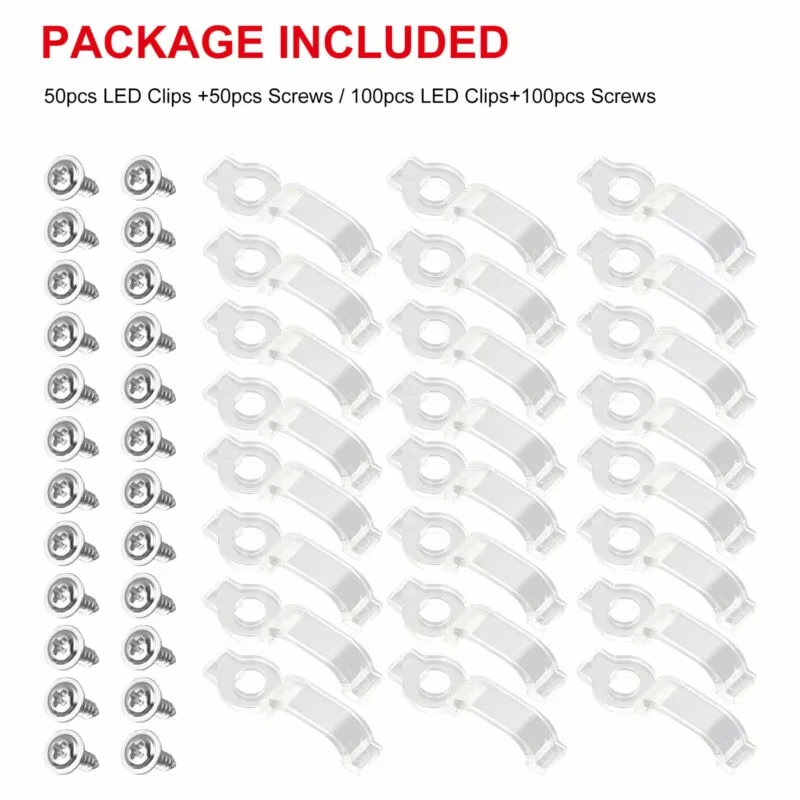 

100 PCS Fixator LED Strip Fixing Clips Light Holder With Screws Fixing Mounted Clip For 5050 LED Strip Light Bar Cable Clamps