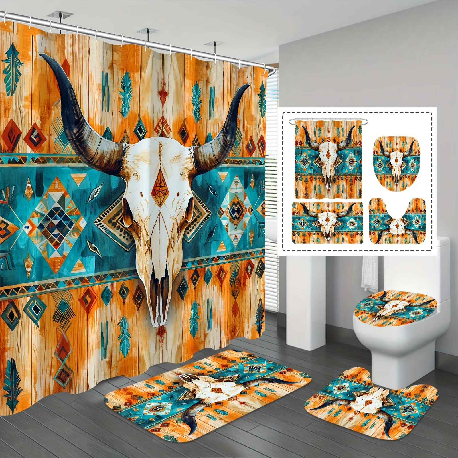 

Elegant Tribal Bull Skull Print Tapestry - Modern Wall Art for a Bold and Unique Ambiance in Your Home Decor