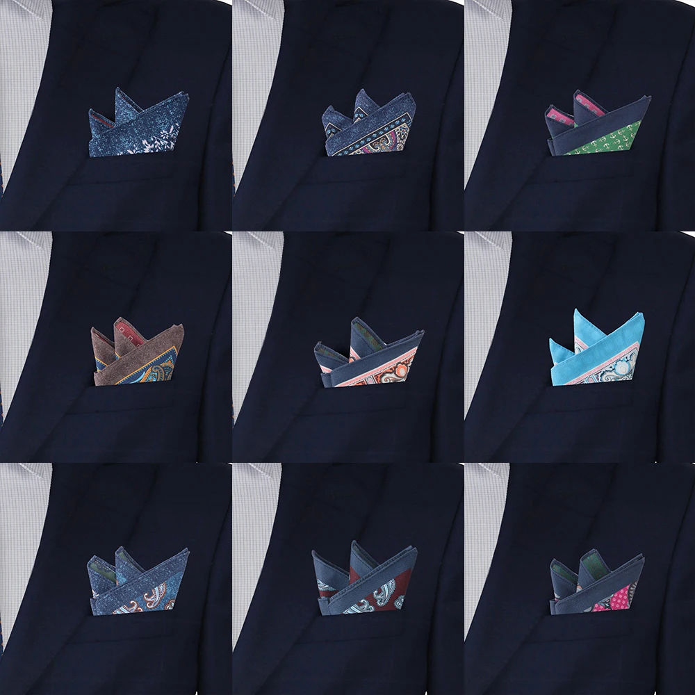 جيب مربع للرجال حفل زفاف رجالي الدعاوى منديل النبيذ الأحمر الأزرق الكاكي الداكن اللون جيب مربع للرجال جيوب البدلة