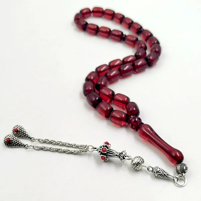 ALBASHAN 10X13MM Red Resin Tasbih  Misbaha prayer beads muslim Accessories Arabic rosary  jewelry Eid gift Islamic Bracelets