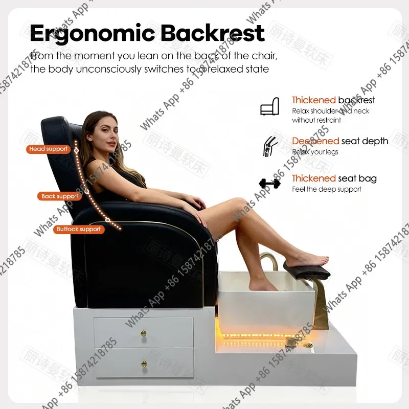 

S64 Foot Bath Sofa With Storage Lights Foot Wash Shop Foot Massage Sofa Chair SPA Club Pedicure Chair