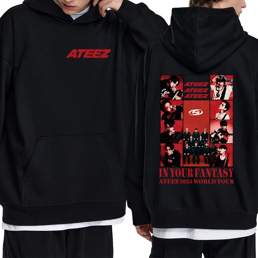 

Korean Fashion Ateez 2025 World Tour in Your Fantasy print Hoodie Men women Casual Sweatshirt Unisex Fleece Long sleeve pullover