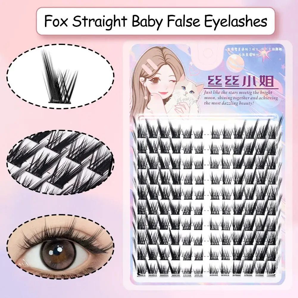 Fox Baby Straight Black False Eyelashes Natural Simulation Makeup Eyelashes Thick Single Tool Extension False Cluster Lashe E3Z9