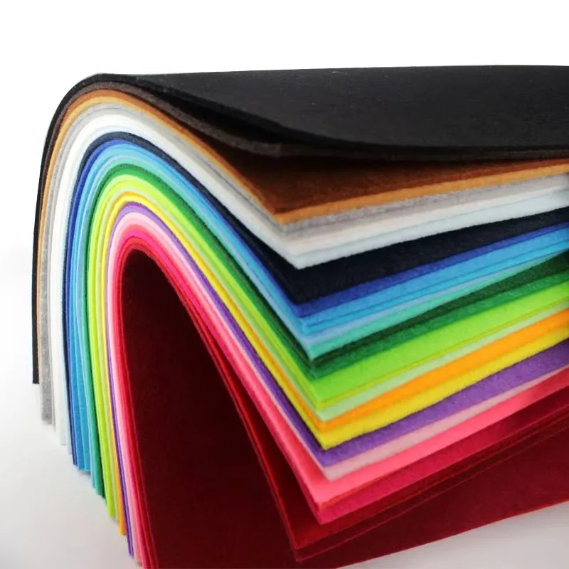 FISHWAVES 3mm Thick Solid Color Nonwoven Felt Fabric Polyester Cloth For Sewing Quilting DIY Handmade Packs Dolls Craft Material