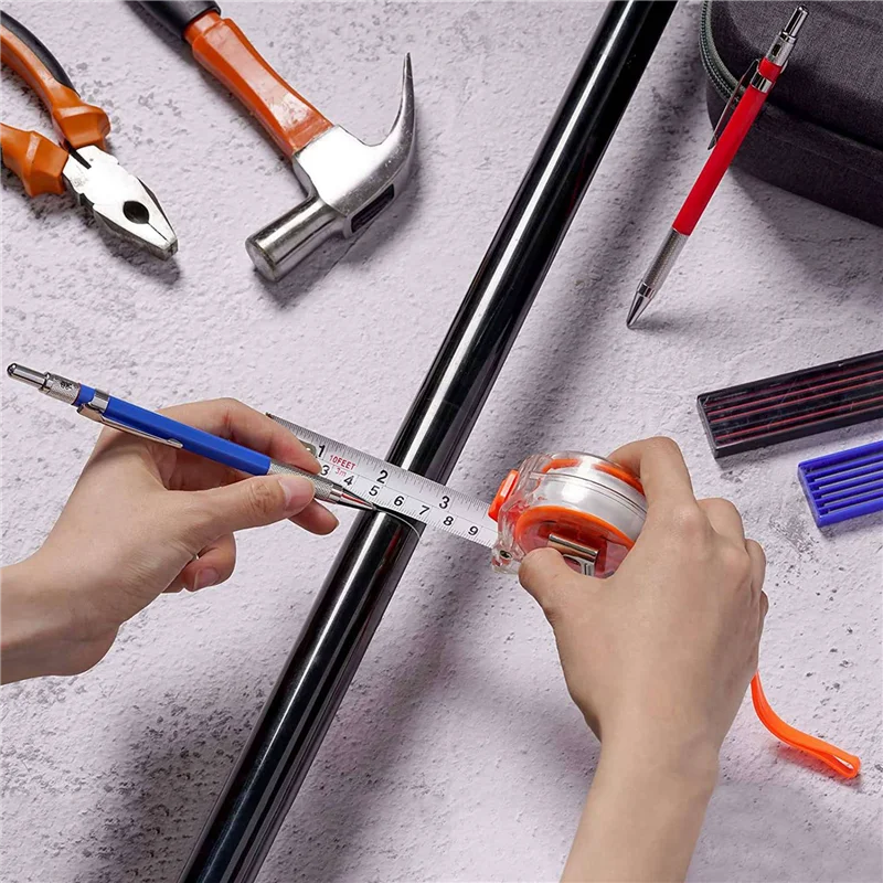 4 Pcs Streak Welders Pencil With 48 Pcs 2Mm Refills Mechanical Pencil With Built In Sharpener Carpenter Pencils