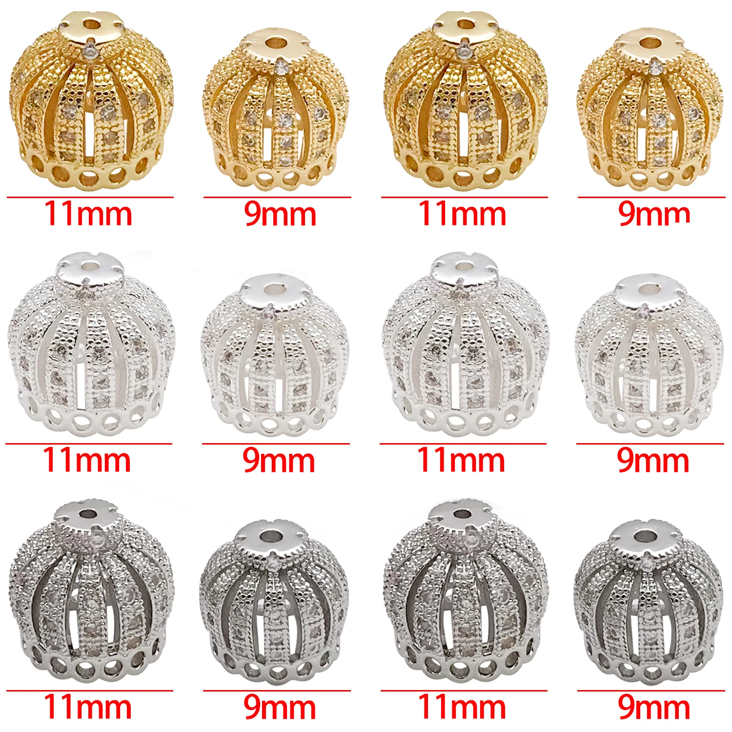 2pcs 9/11mm 18K Gold Plated Brass Spacers Bead Caps For Jewelry Making Flower Bead End Caps DIY Necklace Bracelets Accessories