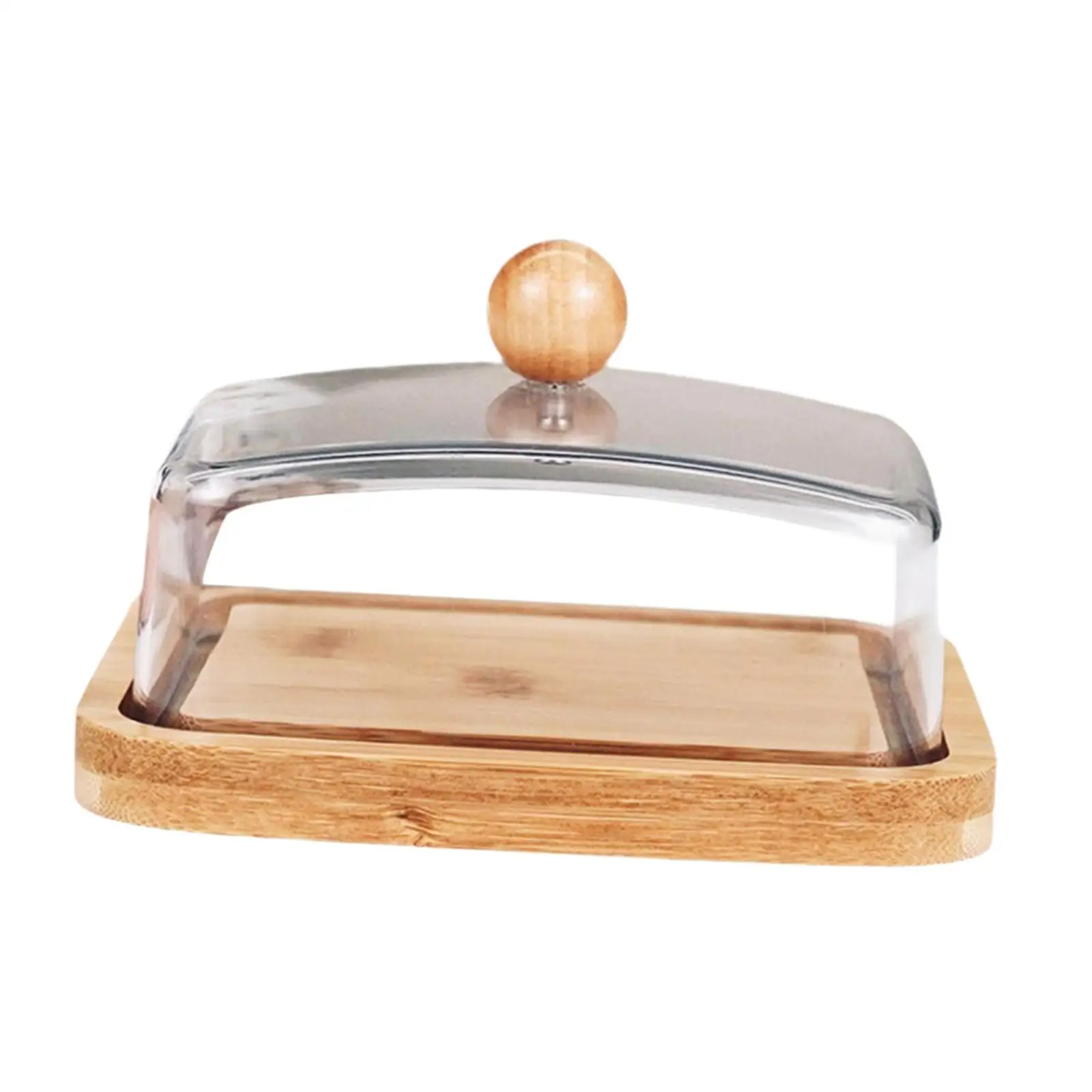 

Bamboo Butter Dish with Airtight Cover Reusable Butter Serving Container for Hotel Dining Room Countertop Buffet Household