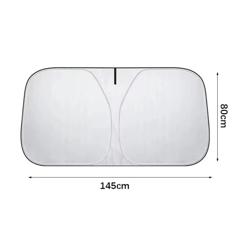 Titanium Silver Car Folding Sun Shade Foldable UV Protection Windshield Visor Cover with Storage Bag Efficient Insulation