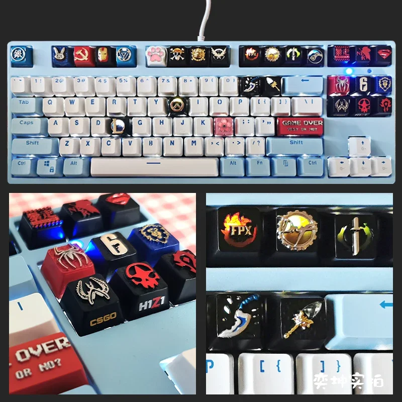 Imagem -02 - Teclado Mecânico Oem Zinco Alumínio Liga Keycap Lol Game Overver Apex cf Pikachu Dota Único R-star Anime Game Presente