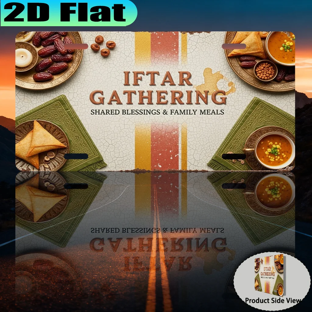 2D Flat, [2D Flat] 1pc, Iftar Gathering Shared Blessings & Family Meals Vintage Aluminum Sign (30.48 X 15.24cm), for Decorative