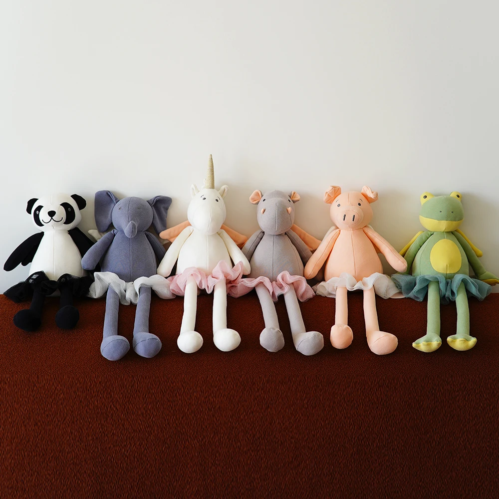 

40cm Unicorn Hippos Stuffed Animal Appease Toys Plush Long Legs Elephant Frog Panda with Tutu Dress Baby Cuddle Sleeping Dolls