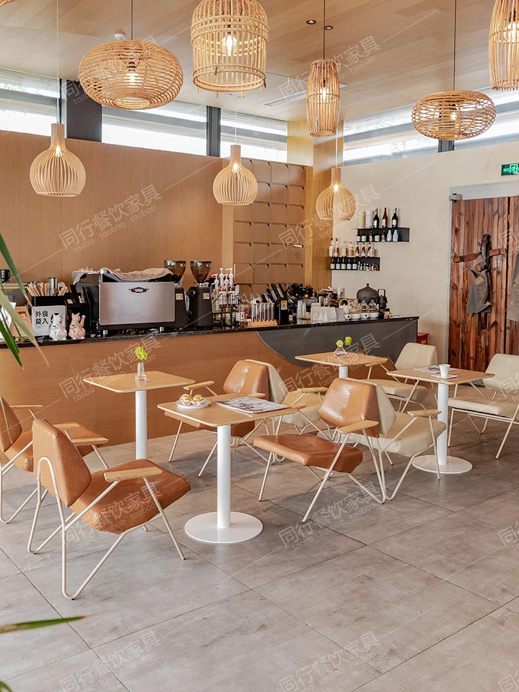 Celebridad en línea área de ocio, combinación de mesa y silla de tienda de té con leche, tienda de postres, cafetería, sofá, barra de libros Qing