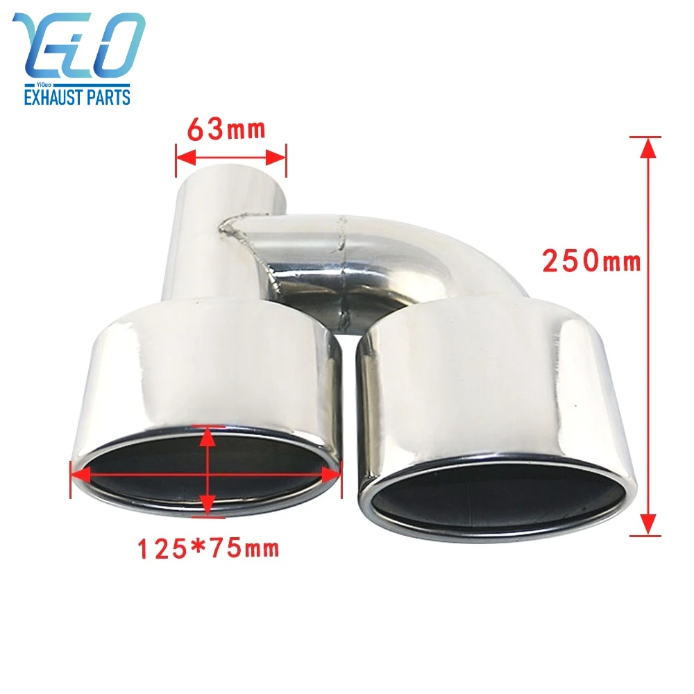 Interface 63mm Oval Exhaust Tip Stainless steel R style Exhaust Pipe for C-Class, E-Class, S-Class Rolled Edge Four Outlet Tips